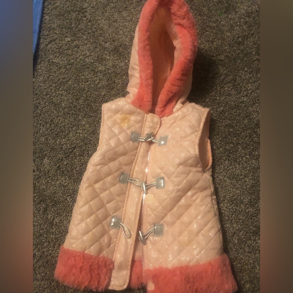 Kids sparkly pink puffer jacket